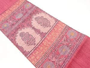 本場筑前博多横段に花唐草・草花模様織出し名古屋帯